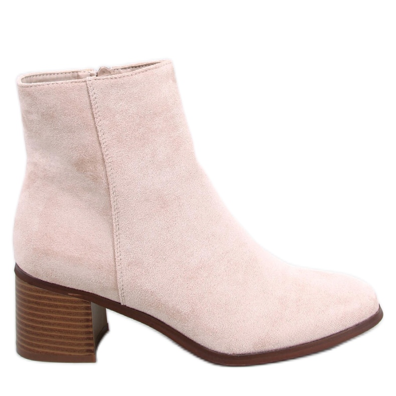 Klassische beige Stiefeletten mit hohem Absatz