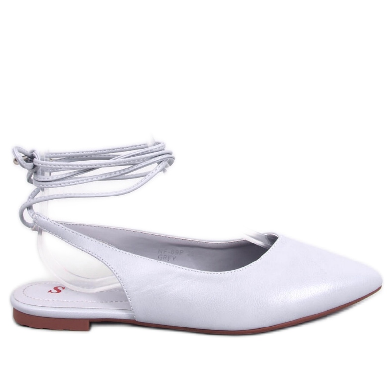 Geknotete Ballerinas mit offenem Absatz in Grau