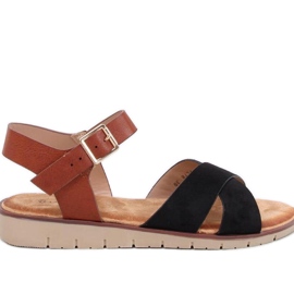 Erhöhte Damensandalen schwarz