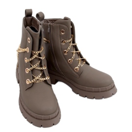 Damenstiefeletten mit dicker Sohle in Khaki braun