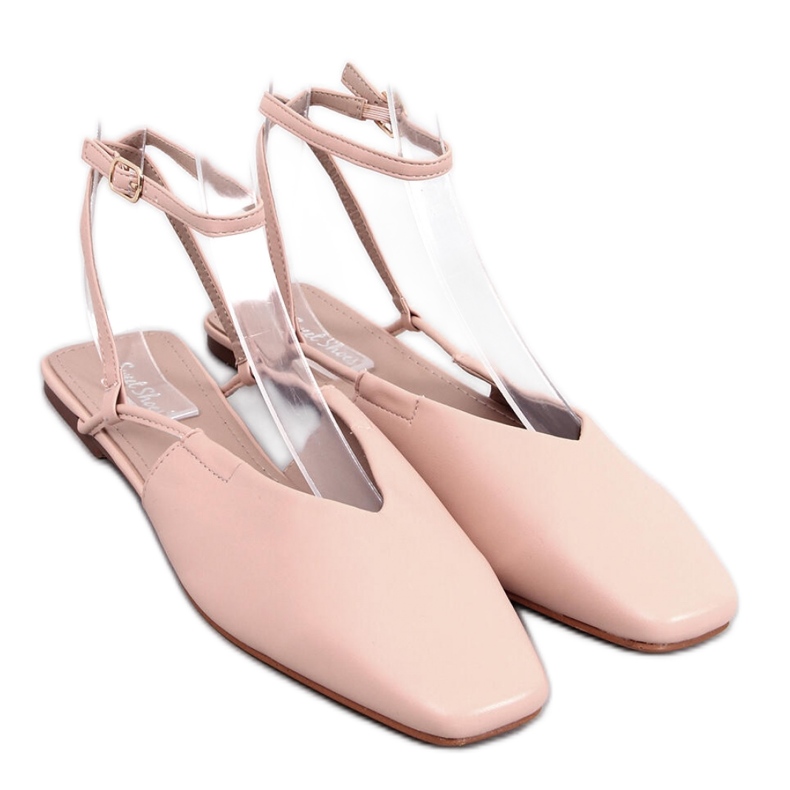 Ballerinas mit offenem Absatz in Nude beige