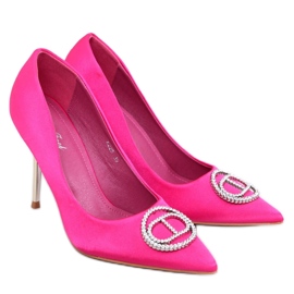 High Heels mit fuchsiafarbener Kristallverzierung rosa