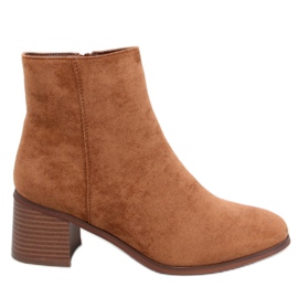 Klassische Camel-Stiefeletten mit hohem Absatz braun
