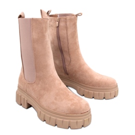 Hohe Chelsea-Stiefel in Khaki beige