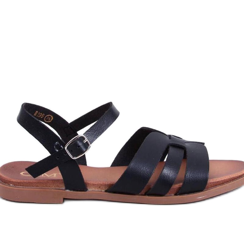 Schwarze flache Damensandalen