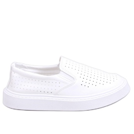 Weiße, durchbrochene Slip-On-Sneaker