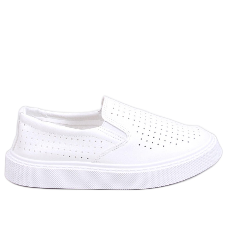 Weiße, durchbrochene Slip-On-Sneaker