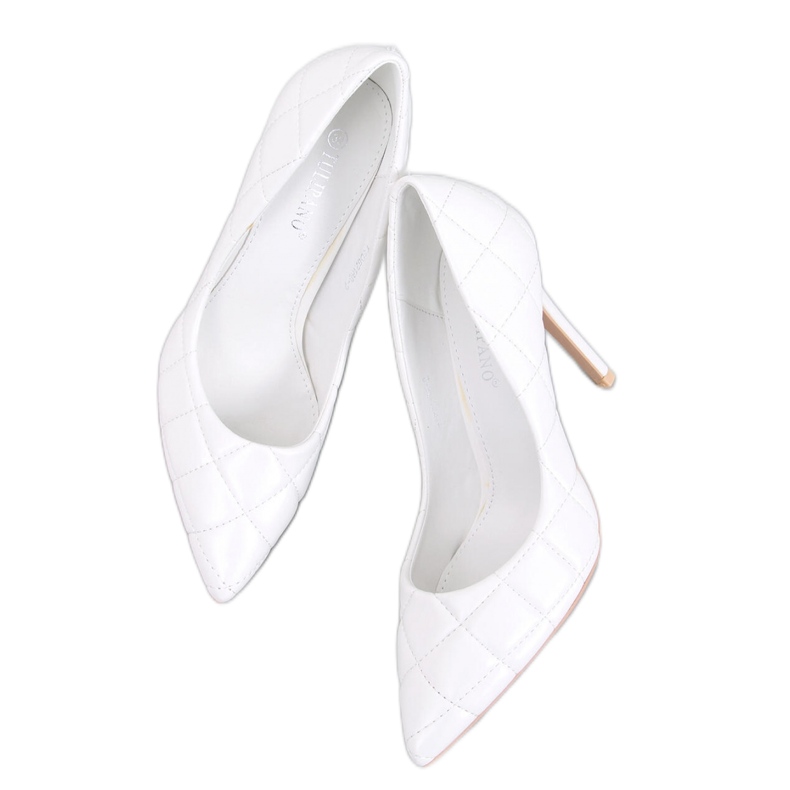 Weiße, gesteppte Pumps mit Stilettoabsatz