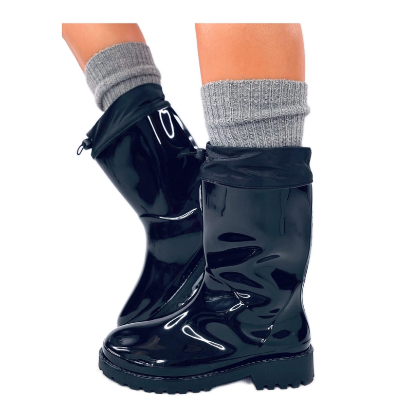 Bemalte Galoschen mit schwarzer Manschette