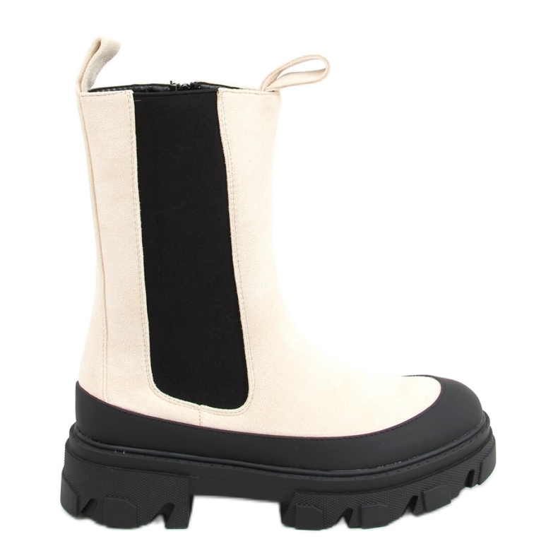 Beige Chelsea-Stiefel