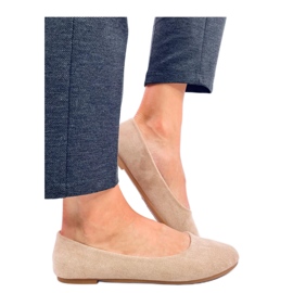 Klassische Ballerinas aus Wildleder in Khaki beige