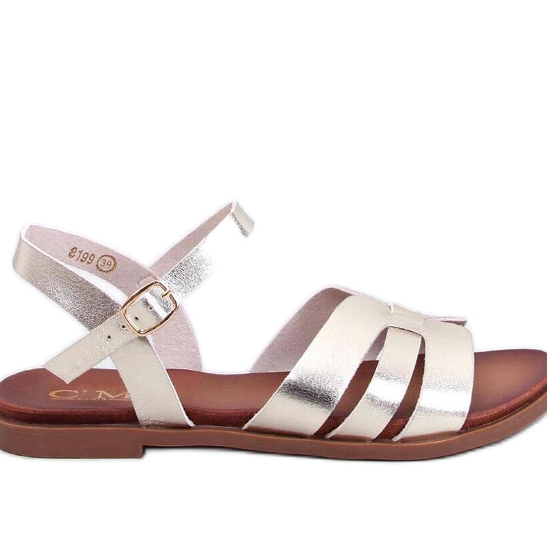 Goldene flache Damensandalen