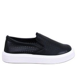 Schwarze, durchbrochene Slip-On-Sneaker