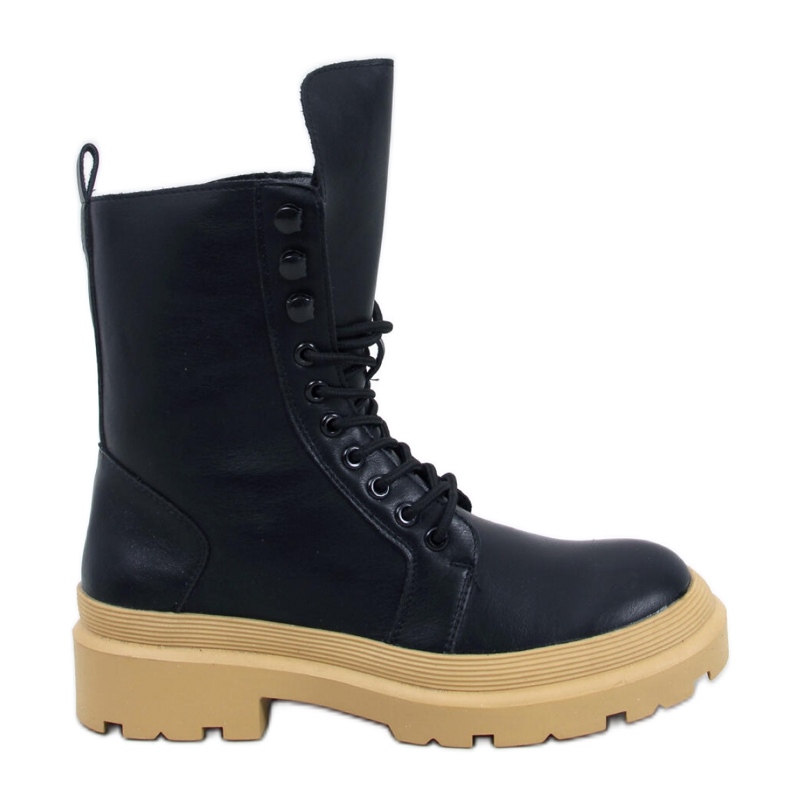 Schnürstiefelette mit Protektor schwarz