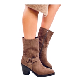 Khakifarbene Cowboystiefel aus Wildleder braun