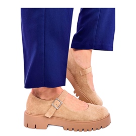 Holmess Khaki-Riemchen-Plateau-Ballerinas – Inello beige