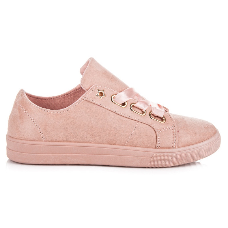 Ideal Shoes Wildlederturnschuhe mit Schleife rosa