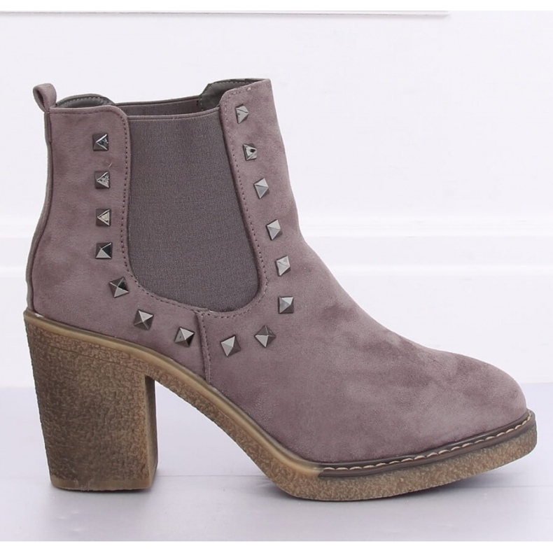 Hidalgo Graue Stiefeletten mit weitem Absatz – Inello