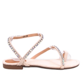 Ayless Beige Flip-Flop-Sandalen mit Strasssteinen – Inello
