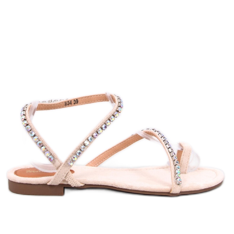 Ayless Beige Flip-Flop-Sandalen mit Strasssteinen – Inello