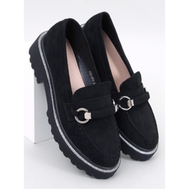 Sheady Mokassins aus schwarzem Wildleder mit hoher Sohle – Inello