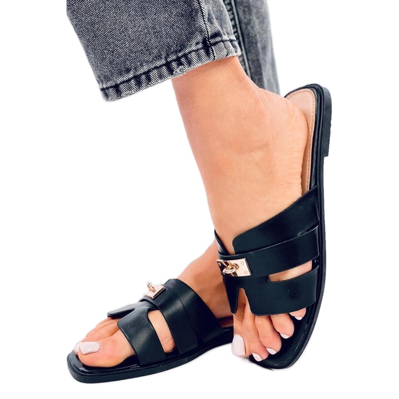 Daudi Schwarze Damen-Flip-Flops-Sandale – Inello