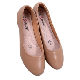 Tova Khaki Ballerinas mit Ledereinsatz – Inello braun