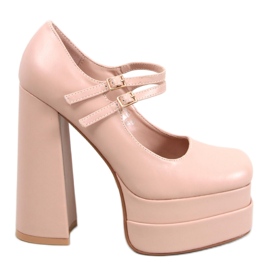 Loit Plateaupumps mit beigem Kornmuster – Inello