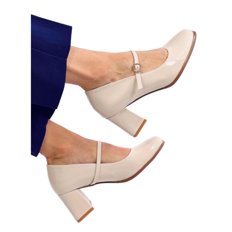 Mary Jane Valonis Beige Pumps mit hohen Absätzen – Inello