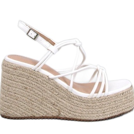 Pascai Weiße Espadrille-Sandalen mit Keilabsatz – Inello