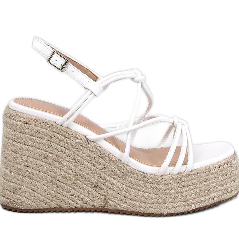 Pascai Weiße Espadrille-Sandalen mit Keilabsatz – Inello