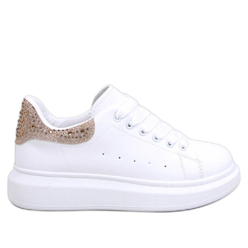 Parkss WHITE/GOLD Plateau-Sneaker mit Strasssteinen – Inello weiß