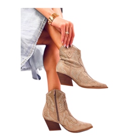 Lorenzo Khaki-Cowboystiefel mit Steinen – Inello beige