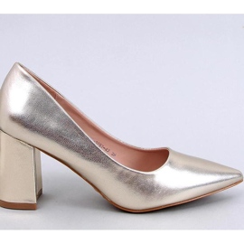 Clairay Gold-Pumps mit weitem Absatz – Inello gelb