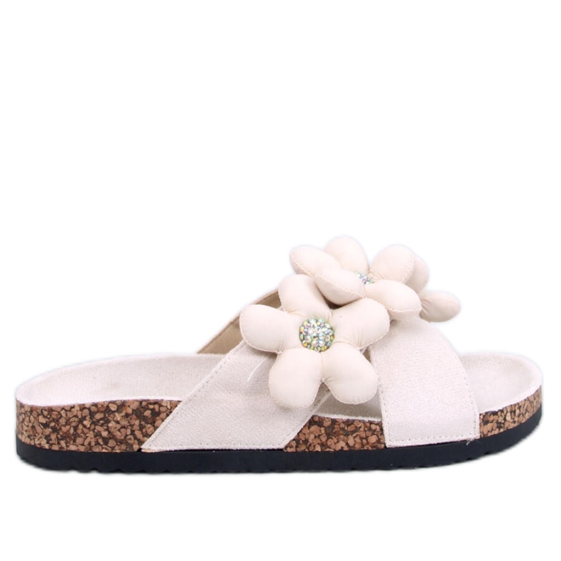 Sandale Kork-Flip-Flops mit Kissenblumen Charss Beige - Inello
