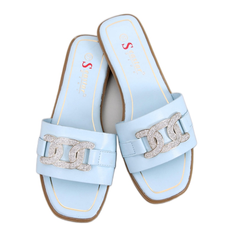Mille Blue Strass-Flip-Flops-Sandale – Inello blau