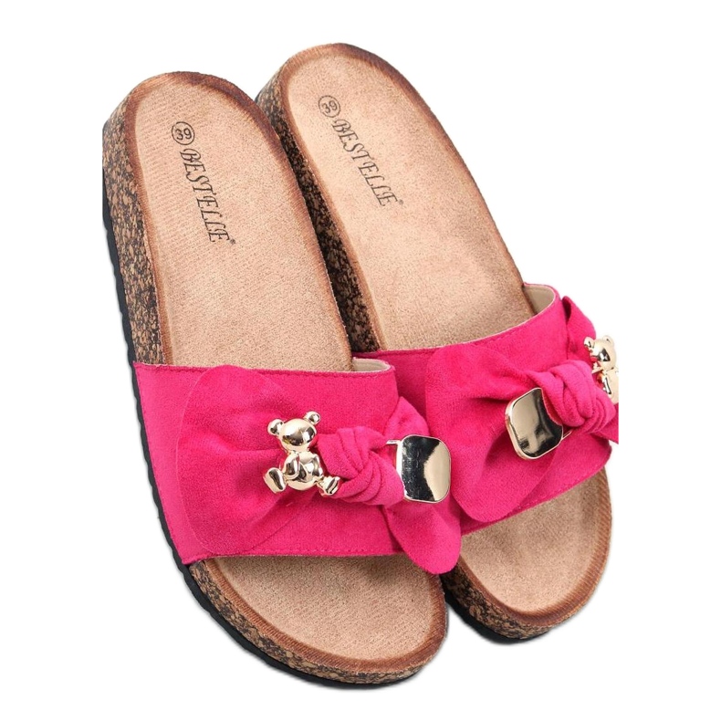 Sandale Kork-Flip-Flops mit Teddybär Loups Fuchsia - Inello rosa