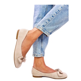 Ballerinas Cranny Beige mit goldenem Teddybär – Inello