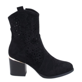 Antares Schwarze, durchbrochene Cowboystiefel aus Wildleder – Inello