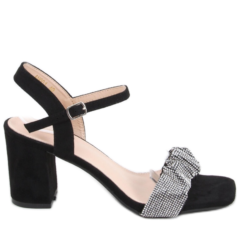 Schwarze Dash-Sandalen mit breitem Absatz – Inello