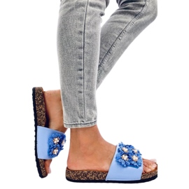 Emiles Blue Kork-Flip-Flops mit Blumen – Inello blau