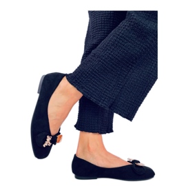 Cranny Schwarze Ballerinas mit goldenem Teddybär – Inello