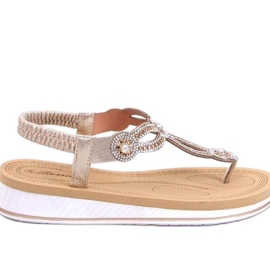 Flip-Flop-Sandalen mit Harani-Gold-Zirkonen – Inello gelb
