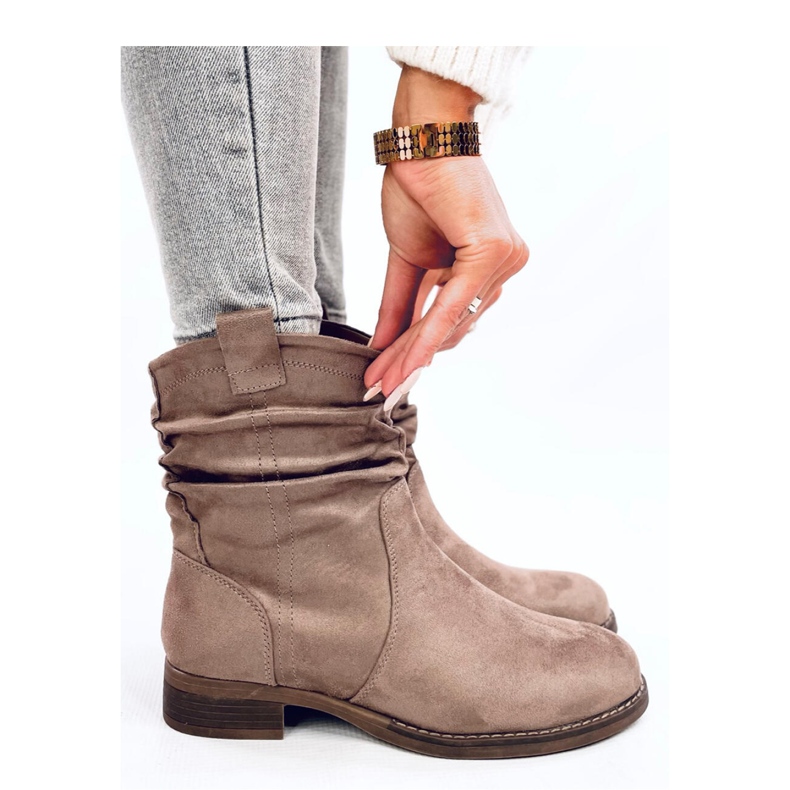 Wonger Khaki klassische flache Stiefeletten – Inello beige