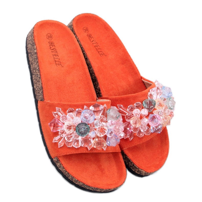 Sandale Kork-Flip-Flops mit Steinen Maliv Orange - Inello