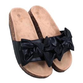 Bussi Schwarze Flip-Flops aus Kork mit Schleife – Inello