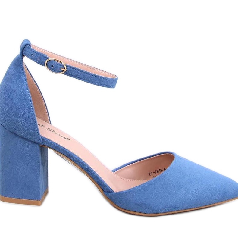 Pozzi Denim Blue Knöchelriemenpumps – Inello blau