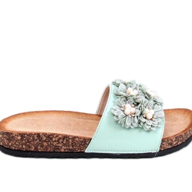 Sandalen-Flip-Flops aus Kork mit Blumen Emiles Green – Inello grün