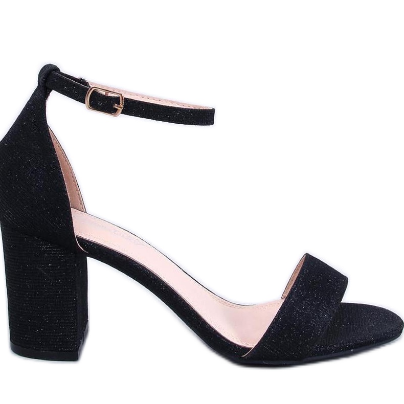 Yanas Schwarze schillernde Sandaletten mit hohen Absätzen – Inello