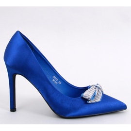 Trini Blaue Satin-High-Heels mit Schleife – Inello